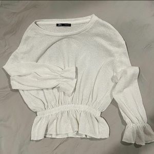 Zara White Knit Top Light Sweater